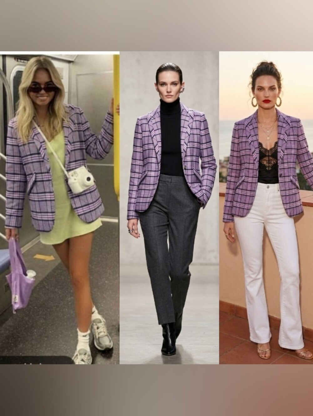 Smythe Purple Plaid Tailored Blazer